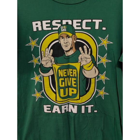 WWE John Cena Respect/U Can't See Me Green T-Shirt Size Medium - Picture 2 of 8